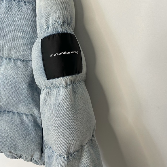 Alexander Wang Denim Bleached Wash Puffer Jacket - Picture 9 of 13